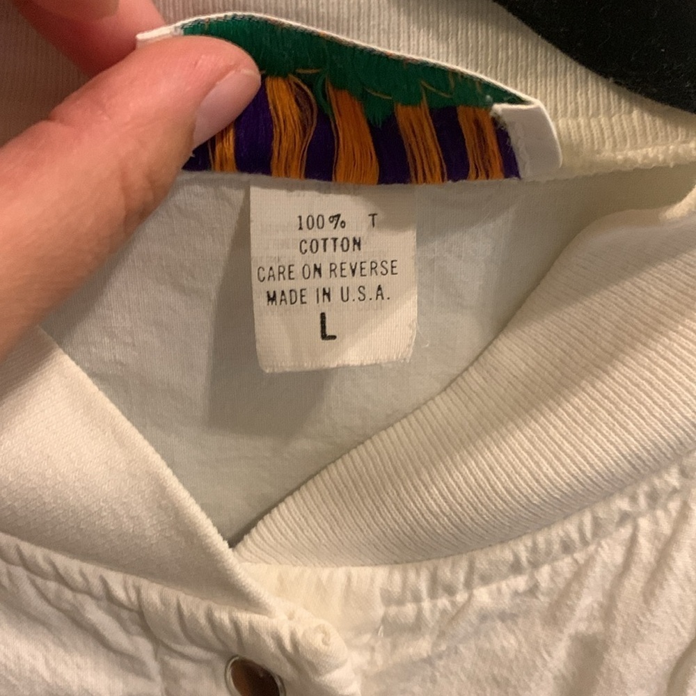 SK Sport Vintage White Cotton Jacket Batwing Sleeve Size Large - Picture 4 of 7